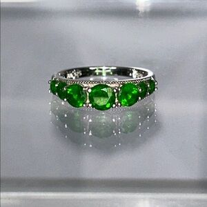 NWOT Genuine Chrome Diopside Gemstone Sterling Silver Designer Ring Modern Boho